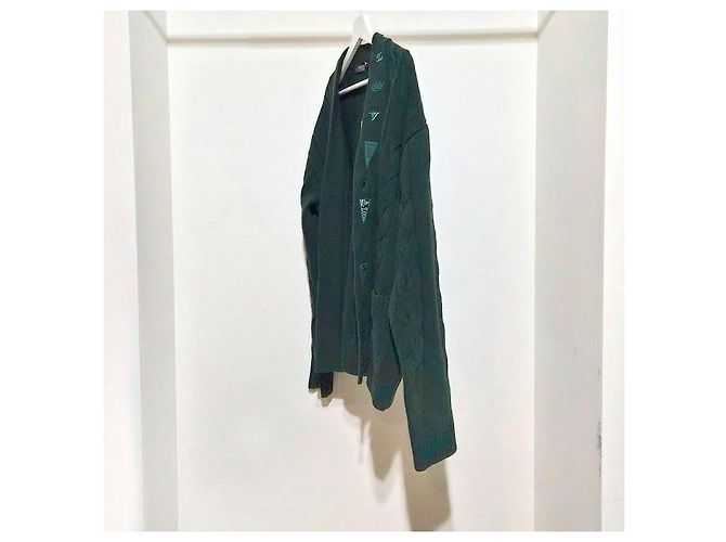 Louis Vuitton Bestickter Wollcardigan mit Zopfmuster Grün - Ansicht 2