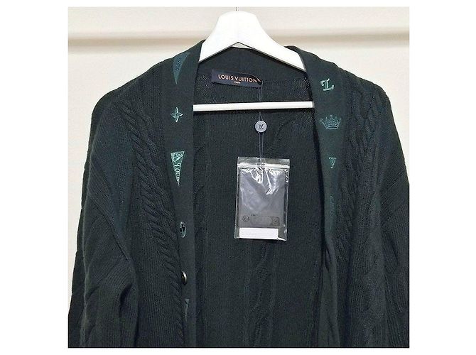 Louis Vuitton Bestickter Wollcardigan mit Zopfmuster Grün - Ansicht 4