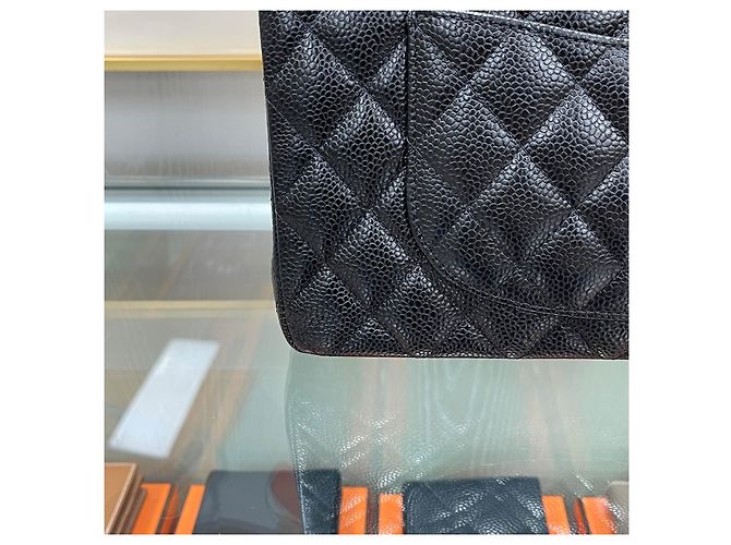 Chanel Borsa Classic Flap Medium Black Gold Caviar Nero - vista 9