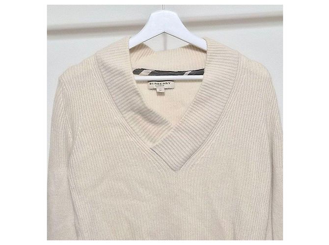 Burberry Kaschmir-Strickpullover langärmlig Weiß - Ansicht 4