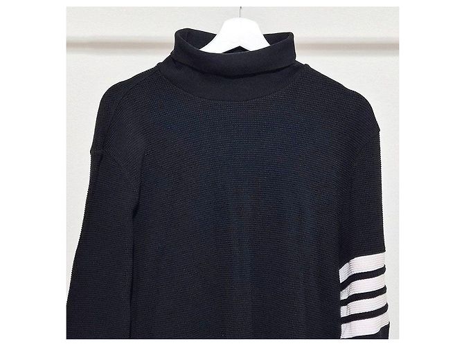 Thom Browne Rollkragenpullover in Waffelstrick Blau - Ansicht 4