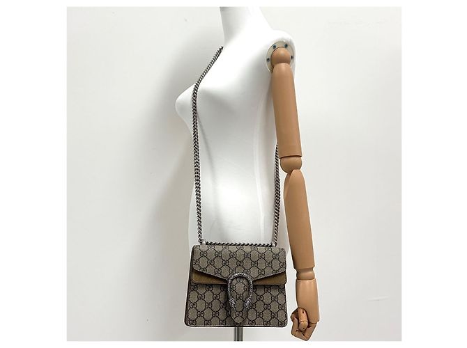 Gucci Sac à bandoulière Dionysus Supreme Chain Crossbody Beige Marron - vue 3