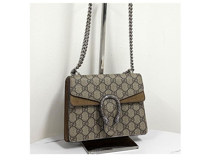 Gucci Sac à bandoulière Dionysus Supreme Chain Crossbody Beige Marron - vue 6