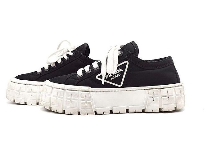 Double Prada Nylon Gabardine Sneaker mit Doppelrad Schwarz - Ansicht 3