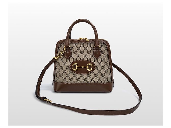 Horsebit 1955 Gucci Mini borsa crossbody con manico superiore e morsetto marrone - vista 10
