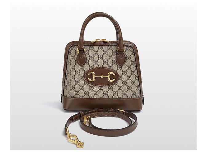 Horsebit 1955 Gucci Mini borsa crossbody con manico superiore e morsetto marrone - vista 11