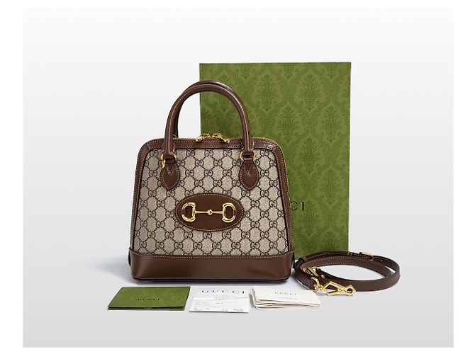 Horsebit 1955 Gucci Mini borsa crossbody con manico superiore e morsetto marrone - vista 18