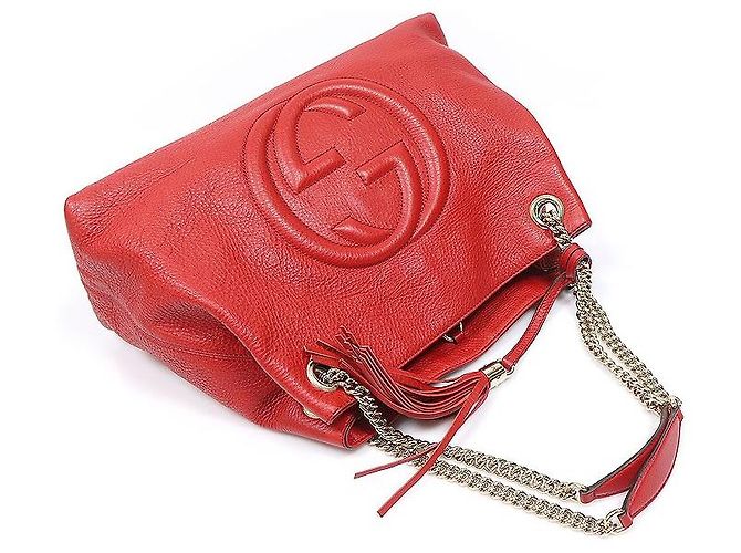 Gucci Borsa a tracolla Soho Tassel in pelle rossa e dorata Rosso - vista 3