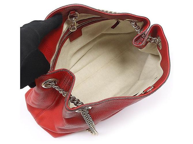Gucci Borsa a tracolla Soho Tassel in pelle rossa e dorata Rosso - vista 5