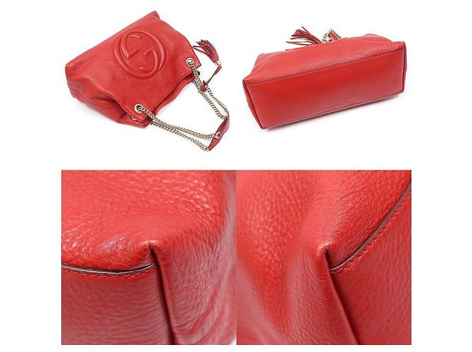 Gucci Borsa a tracolla Soho Tassel in pelle rossa e dorata Rosso - vista 6