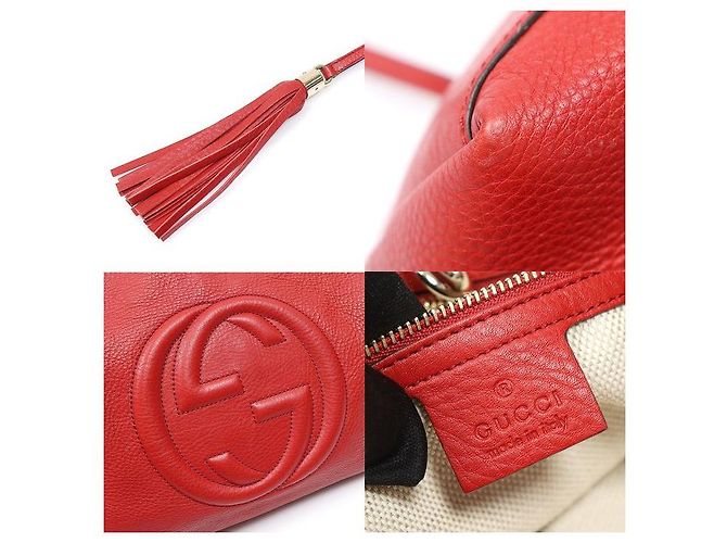 Gucci Borsa a tracolla Soho Tassel in pelle rossa e dorata Rosso - vista 7