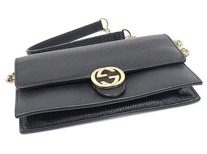 Gucci Mini Clutch Bandolera de Cuero Negro con Cadena GG Entrelazada - vista 5