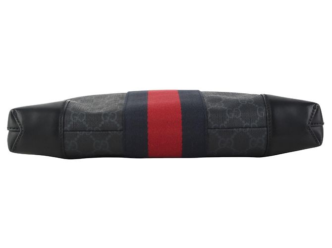 Gucci Clutch GG Supreme Web con tracolla da polso Nero - vista 6