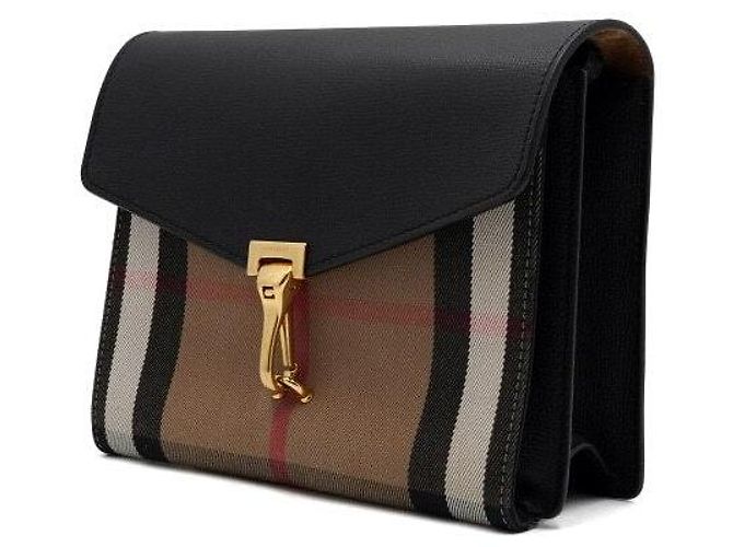 Burberry Macken Small Flap Schultertasche und Crossbody aus schwarzem Leder House Check - Ansicht 3
