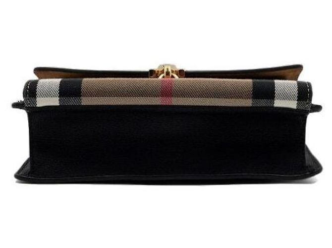 Burberry Macken Small Flap Schultertasche und Crossbody aus schwarzem Leder House Check - Ansicht 8