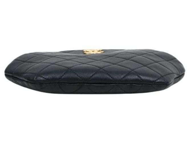 Chanel Pouch in pelle nera con manico in perle Nero - vista 4