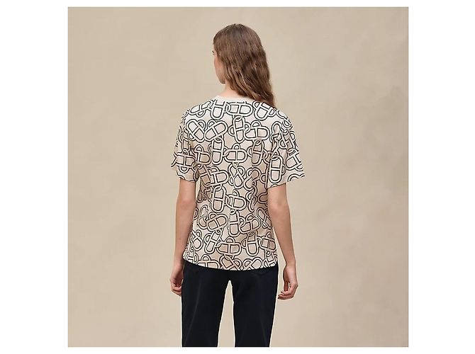 Hermès Camiseta Maxi de punto de algodón estampado para mujer Castaño - vista 3