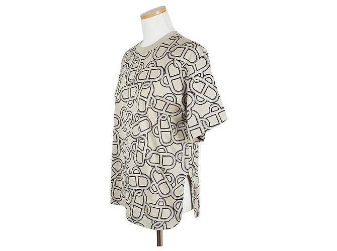 Hermès Camiseta Maxi de punto de algodón estampado para mujer Castaño - vista 8