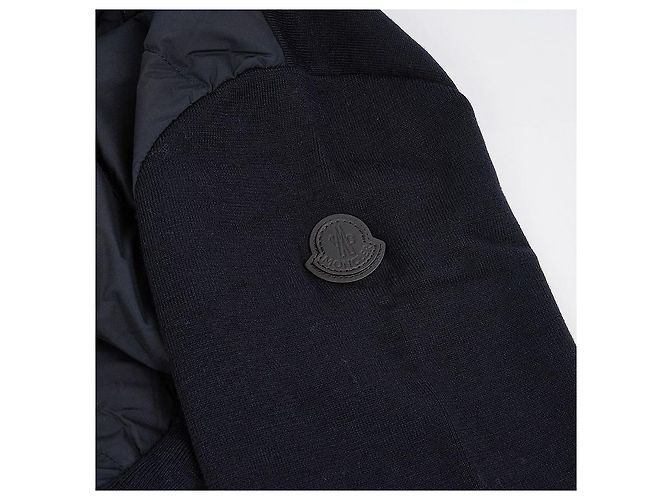 Moncler Cardigan in lana imbottito con zip da uomo Nero - vista 3