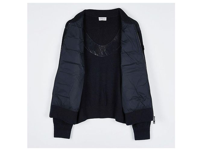 Moncler Cardigan in lana imbottito con zip da uomo Nero - vista 5