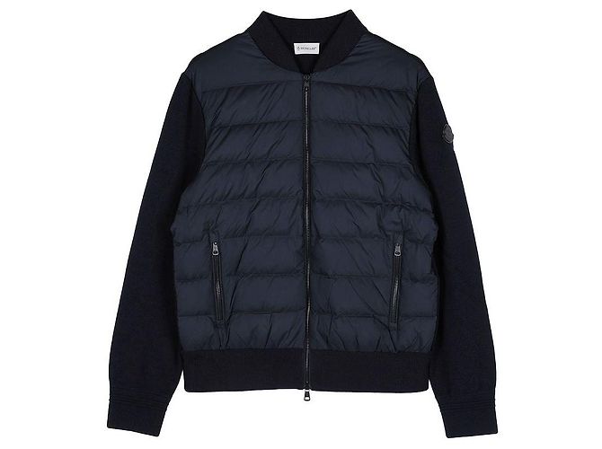 Moncler Cardigan in lana imbottito con zip da uomo Nero - vista 9