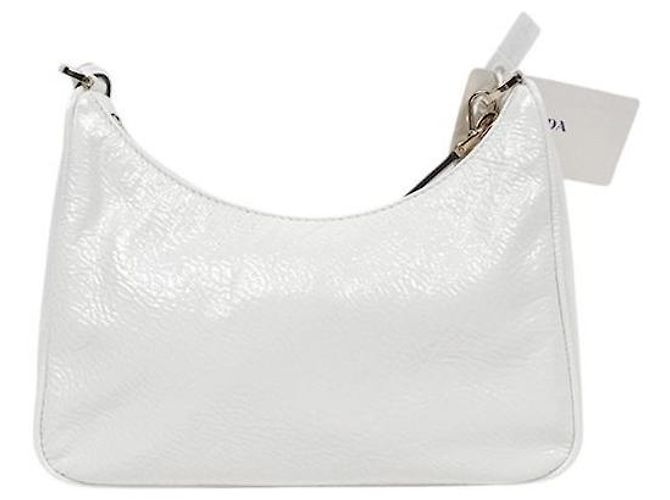 Prada Borsa a tracolla Hobo Re-edition in Nappa bianca Bianco - vista 3