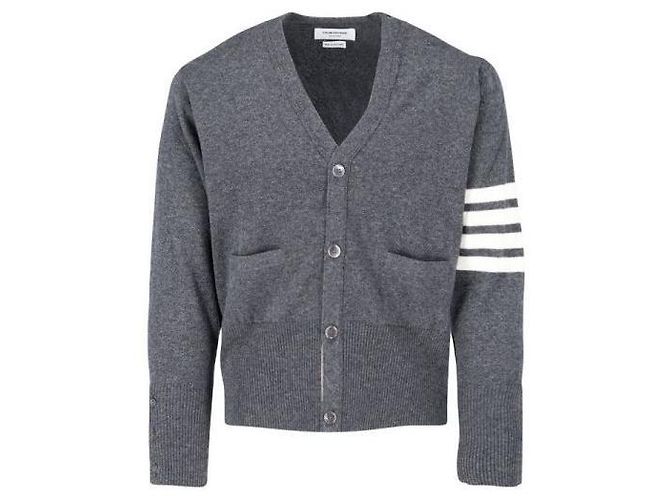 Thom Browne Klassischer V-Ausschnitt-Cardigan aus Kaschmir Braun - Ansicht 3