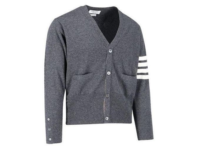 Thom Browne Klassischer V-Ausschnitt-Cardigan aus Kaschmir Braun - Ansicht 4