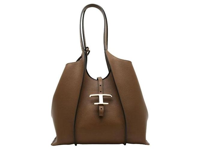 Tod's Borsa Shopper Timeless in pelle Small Marrone - vista 3