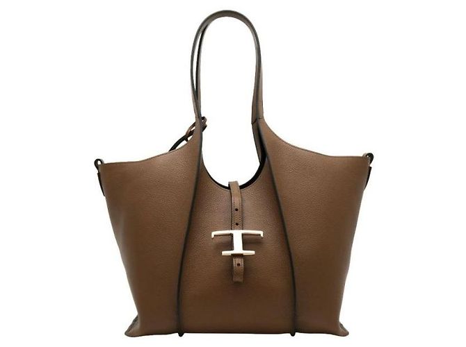 Tod's Borsa Shopper Timeless in pelle Small Marrone - vista 4
