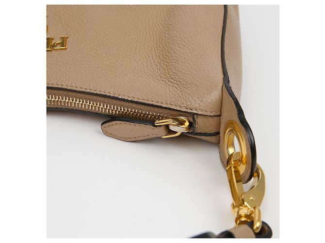 Prada Borsa a Tracolla e Spalla Hobo Vitelho Phoenix Beige Marrone - vista 11