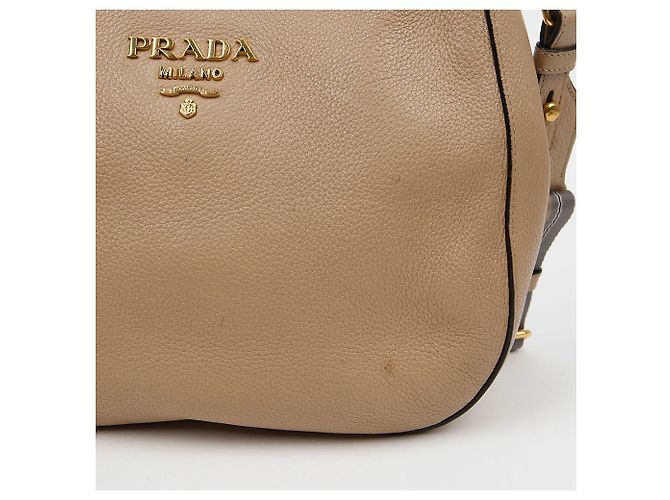 Prada Borsa a Tracolla e Spalla Hobo Vitelho Phoenix Beige Marrone - vista 3