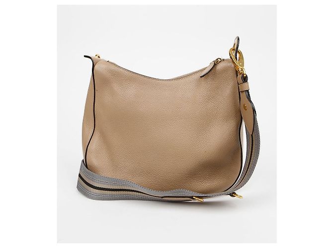 Prada Borsa a Tracolla e Spalla Hobo Vitelho Phoenix Beige Marrone - vista 4