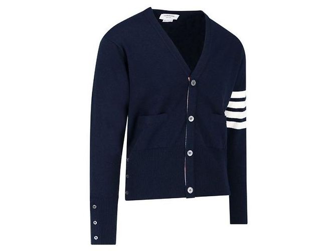 Thom Browne Klassischer Kaschmir-Cardigan mit V-Ausschnitt Blau - Ansicht 4