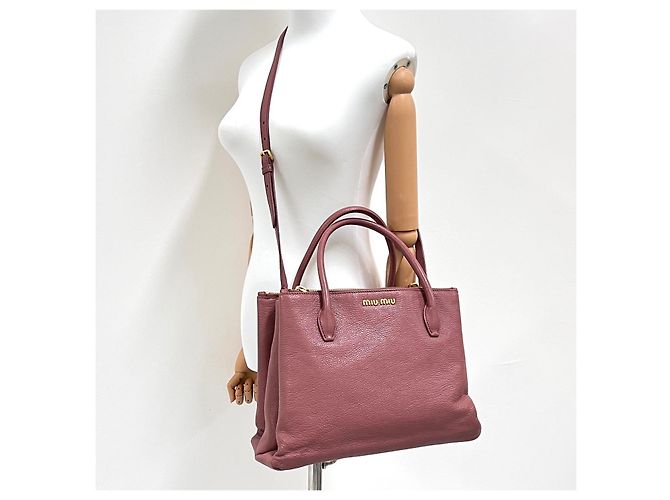 Miu Miu Leder-Tote-Schultertasche Rosa Pink - Ansicht 2