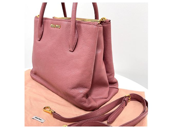 Miu Miu Leder-Tote-Schultertasche Rosa Pink - Ansicht 6