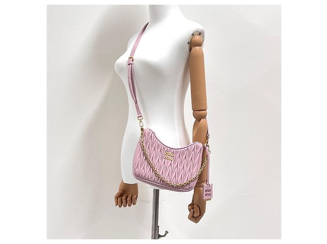 Miu Miu Borsa a tracolla con catena Napappa Rosa - vista 2