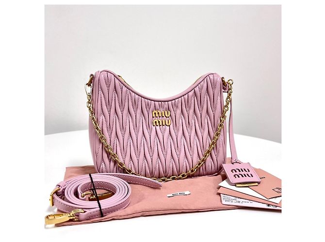 Miu Miu Borsa a tracolla con catena Napappa Rosa - vista 3