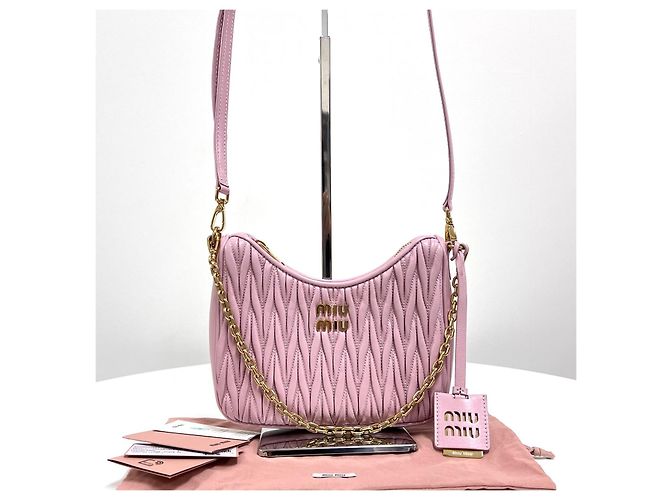 Miu Miu Borsa a tracolla con catena Napappa Rosa - vista 4