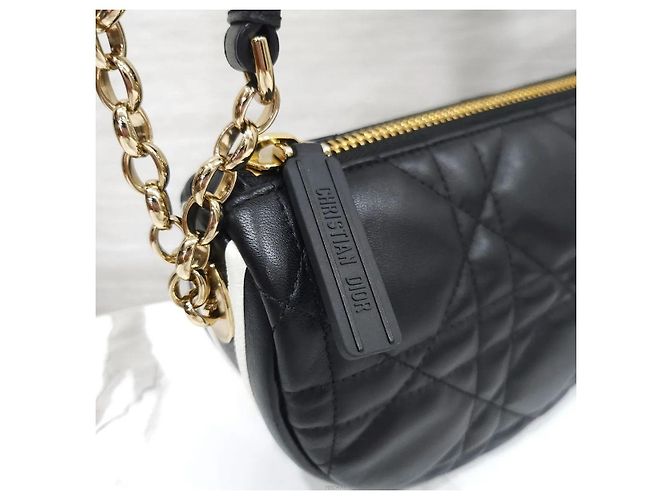 Dior Borsa hobo piccola in pelle di agnello black cannage - vista 5