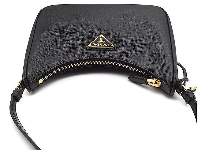 Prada Mini borsa in nylon Saffiano Nero - vista 6