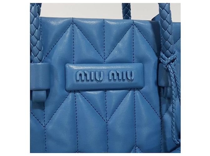 Miu Miu Napa gesteppte Two-Way Tote Bag Blau - Ansicht 3