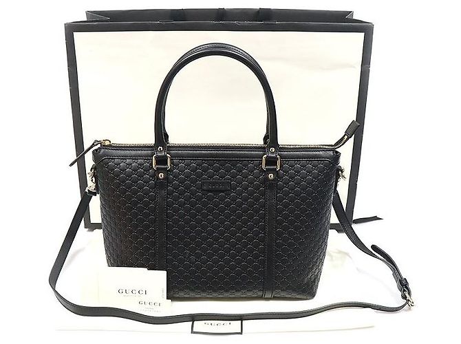Borsa Tote in pelle Microguccissima nera Nero - vista 2