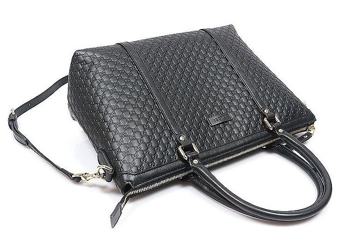 Borsa Tote in pelle Microguccissima nera Nero - vista 4