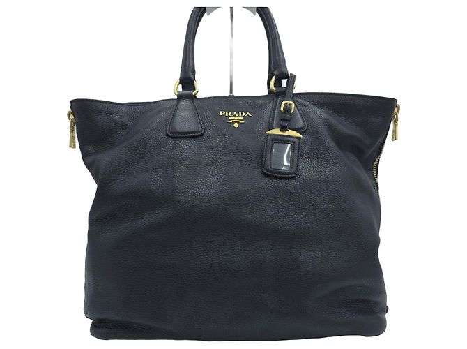 Prada Borsa Tote Grande e Borsa a Tracolla in Vitello Daino Nero - vista 10
