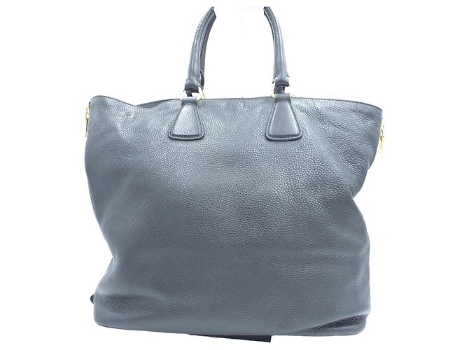 Prada Borsa Tote Grande e Borsa a Tracolla in Vitello Daino Nero - vista 4