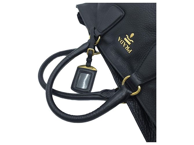 Prada Borsa Tote Grande e Borsa a Tracolla in Vitello Daino Nero - vista 7