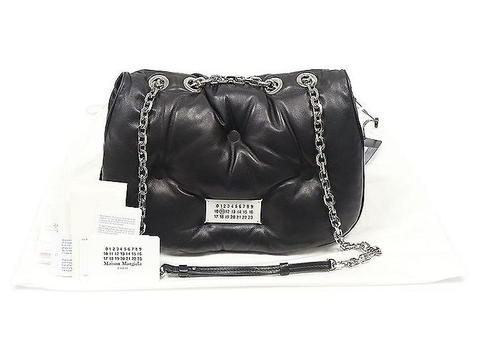 Maison Martin Margiela Borsa a tracolla con catena Glam Slam con patta in Nappa nero - vista 2