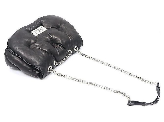 Maison Martin Margiela Borsa a tracolla con catena Glam Slam con patta in Nappa nero - vista 4