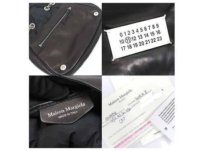 Maison Martin Margiela Borsa a tracolla con catena Glam Slam con patta in Nappa nero - vista 7